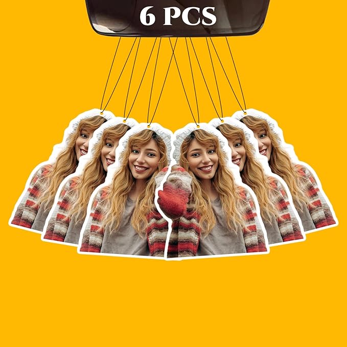 6pcs Custom Car Air Freshener with Personalized Picture, Photo, Logo - Double Sided Print - Unique Customizable Gifts