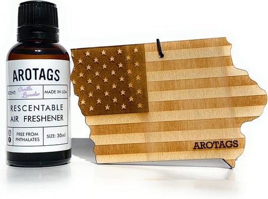 Arotags Car Air Freshener - Reusable Wood Diffuser - Hanging Odor Eliminator - Alabama Patriot - Balsam & Cedar Scent