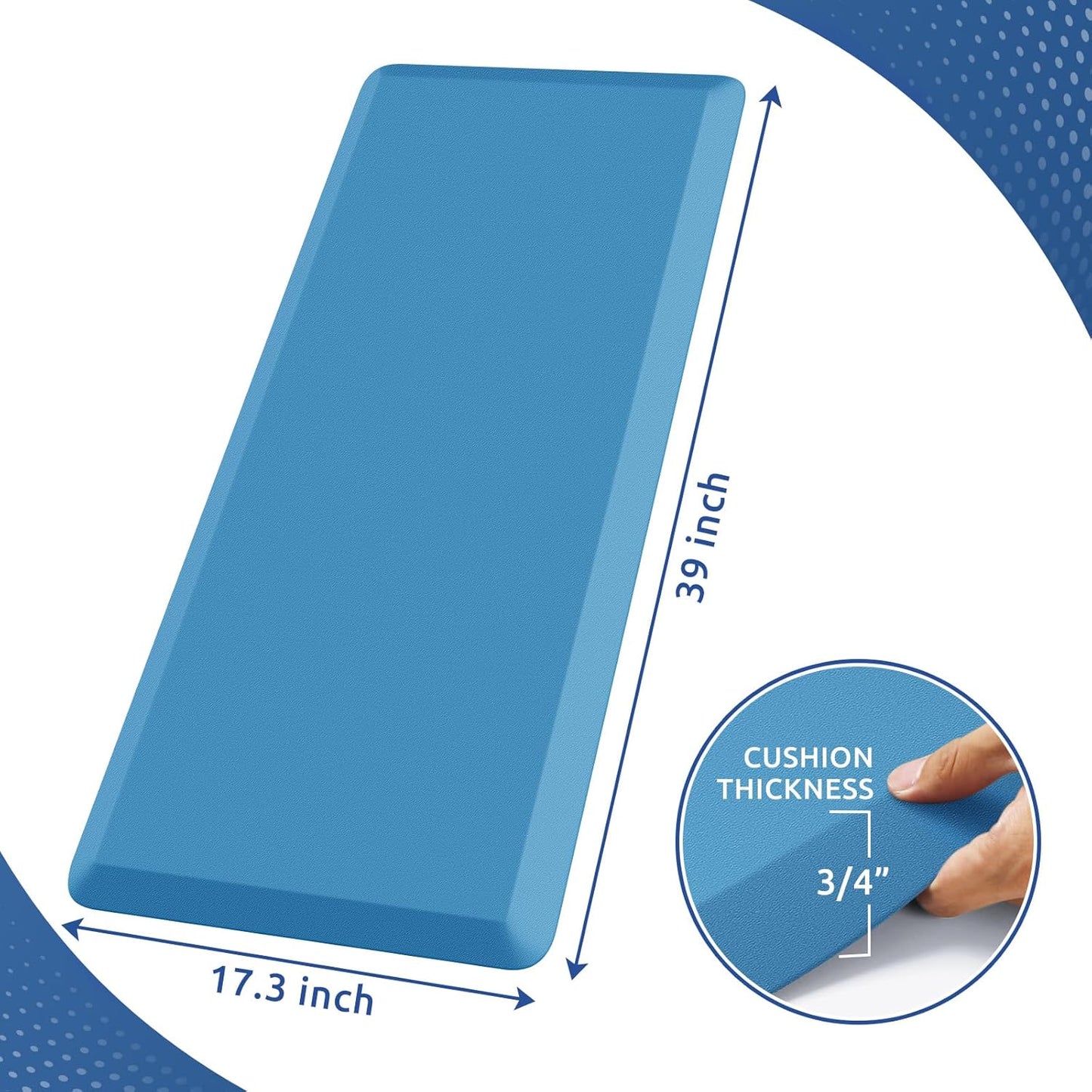 KitchenClouds Kitchen Mat Cushioned Anti Fatigue Kitchen Rug 0.8inch Waterproof Non Slip Kitchen Rugs and Mats Standing Desk Mat Comfort Floor Mats for Kitchen Sink Office (17.3"x39",Green)