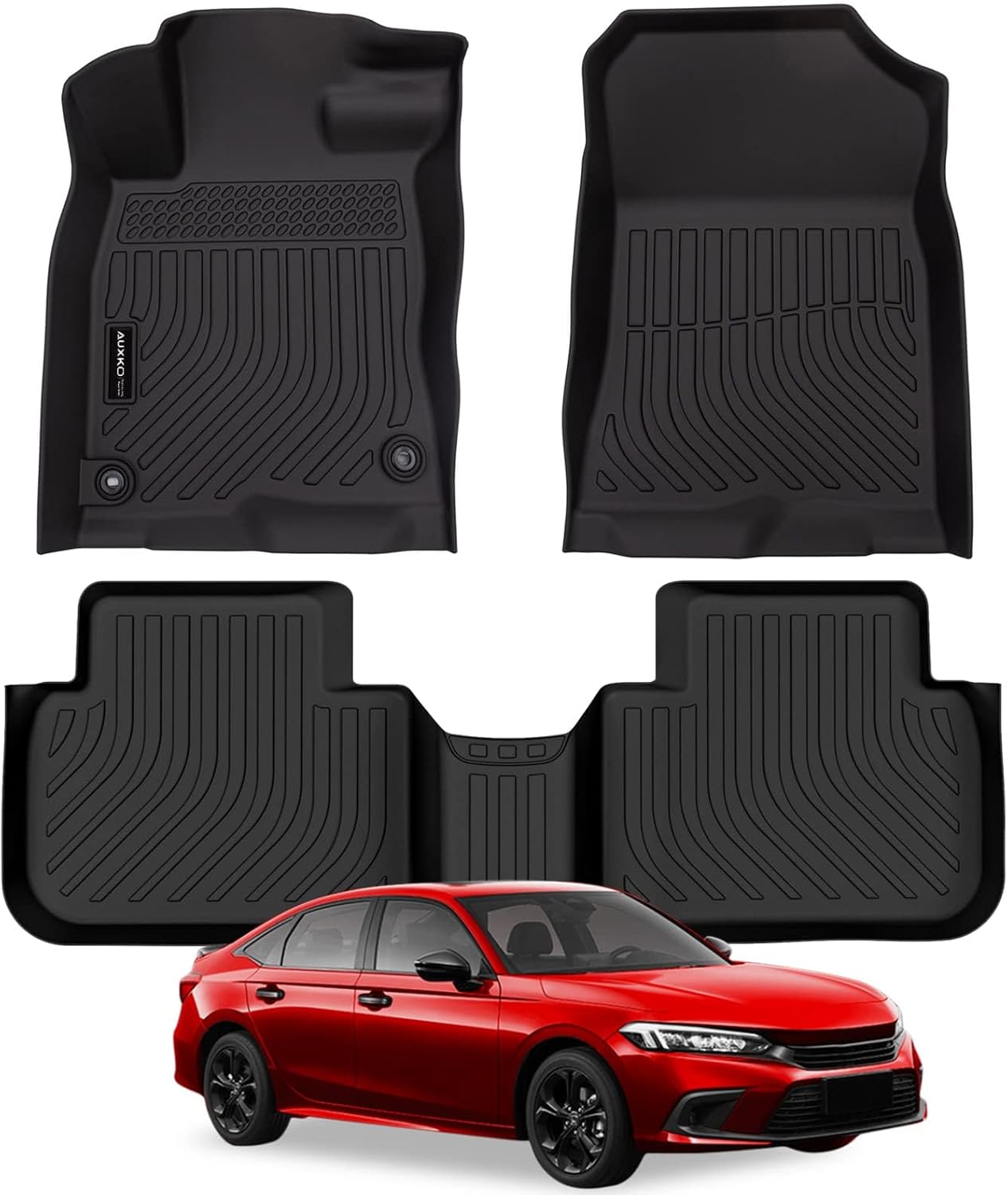 AUXKO All Weather Floor Mats for Honda Civic 2022-2025 2026 Sedan Hatchback Si(Include Sport|2nd Row with&w/o USB Port|Not for Hybrid) Acura Integra 2023-2025 Liners All Season Odorless Anti-Slip