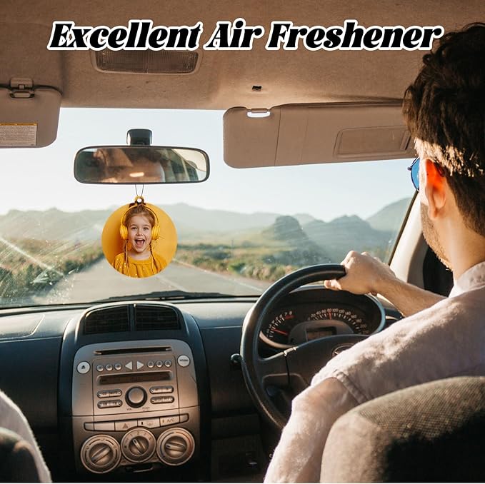 2pcs Personalized Air Freshener with Pictures, Personalized Car Air Freshener with Custom Photo, Custom Double Sided Photo for Car Wardrobe Bathroom Hanging Ornaments (Round)