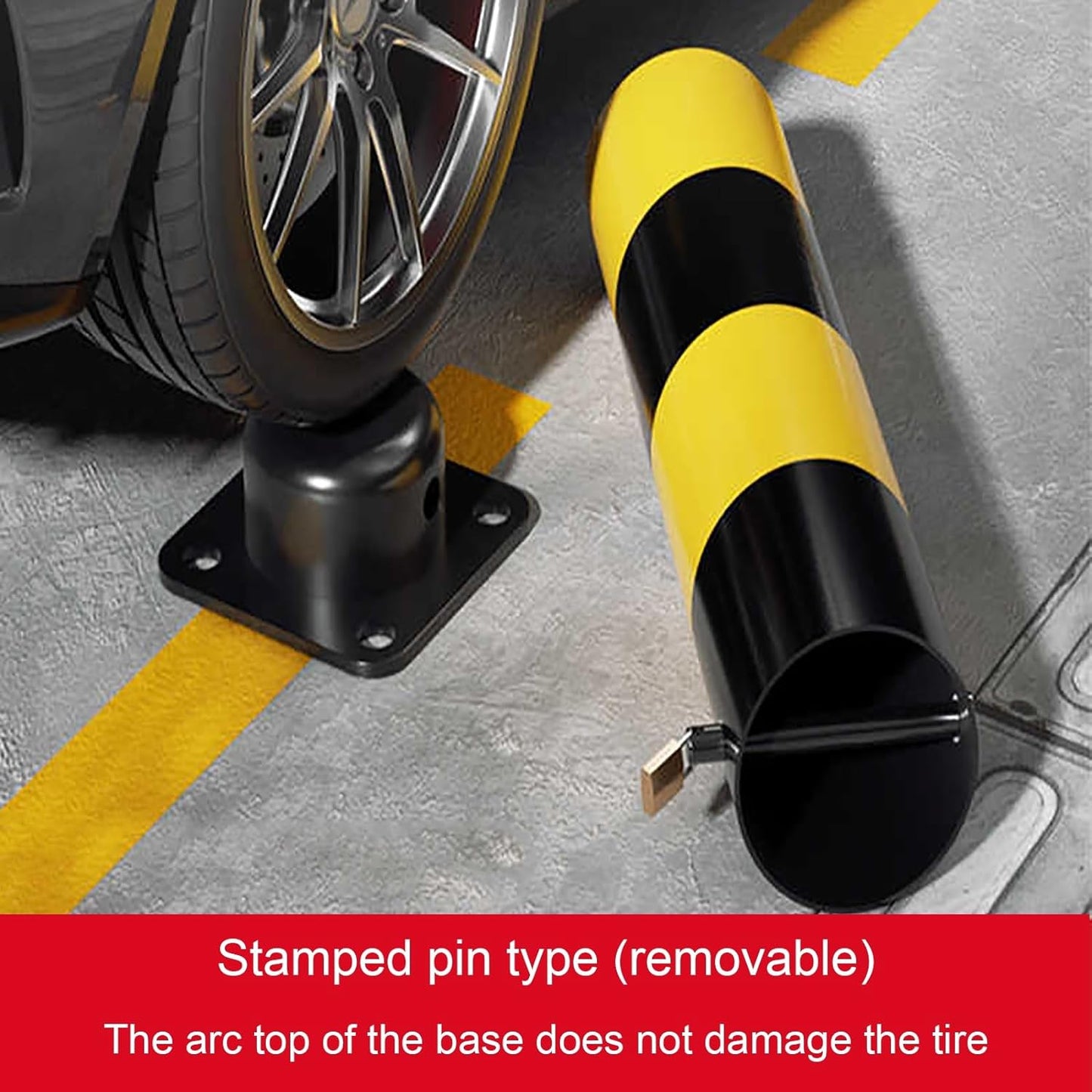 Steel Safety Bollard Post, with Lock Bollard Post Removable Security Posts, Parking Bollards, Parking Barriers Concrete, Powder Coat, for Parking Lot, Driveway and Sidewalk(Black (3pcs),75cm/29.5in)