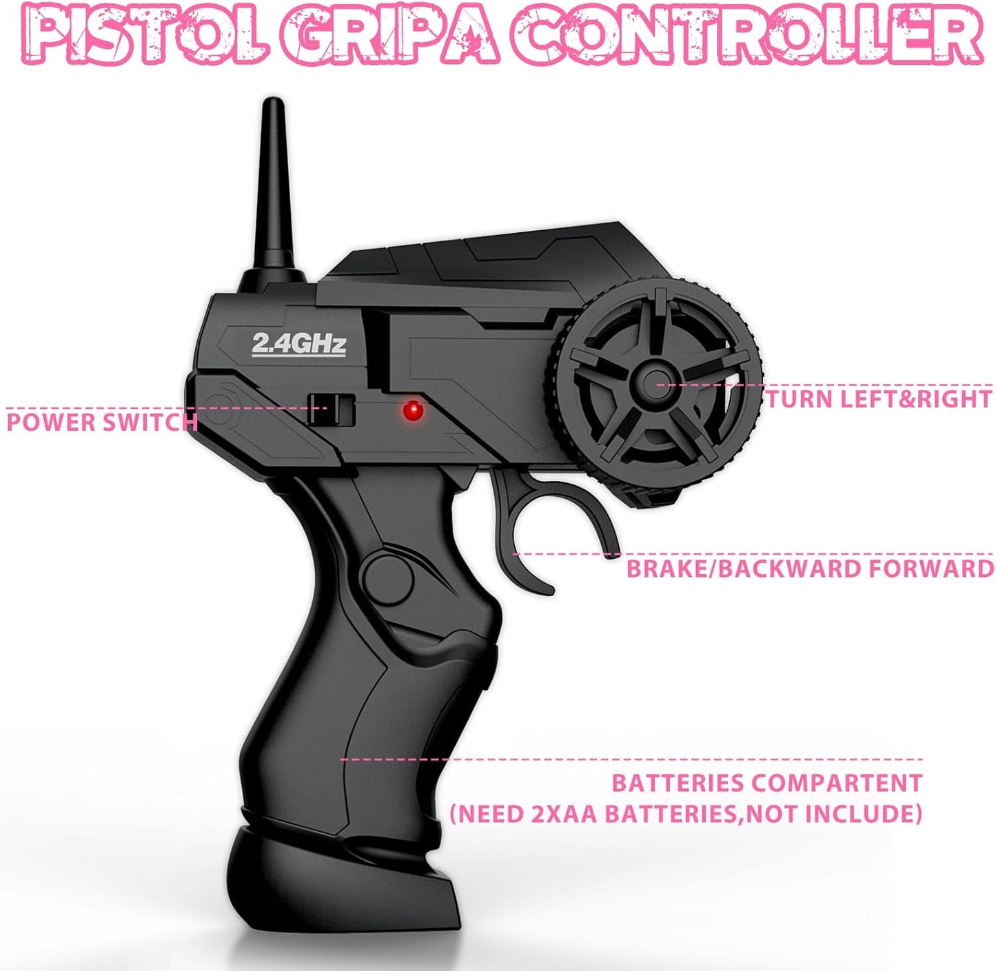 RC Drift Car, 1/24 Pink Remote Control Car for Girls, 2.4GHz 4WD High Speed Drifting RC Cars with LED Light and Drift Tires, Racing Toy Cars for Kids Adults Girl Boys, Pink