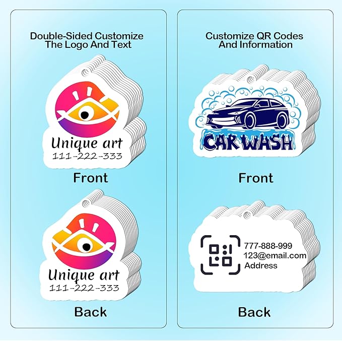 10-1000Pcs Custom LOGO Air Fresheners, Customized Bulk Car Air Freshener, Personalized Photo Company Text LOGO Air Fresheners Brand Wedding Gifts (Logo)