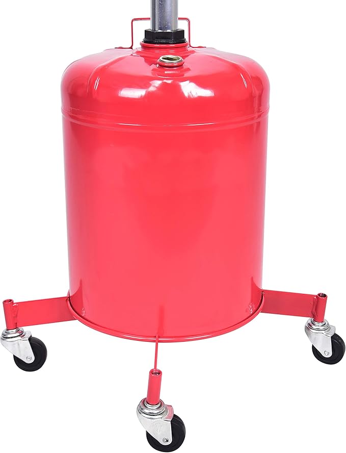AO5 5 Gallon Portable Oil Lift Drain, Steel Oil Drain, Adjustable Height Waster Oil drain for Changing car and Truck Motor Oil, Red