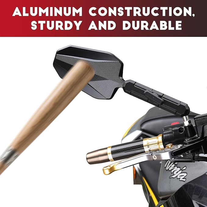 Aluminum Alloy CNC Adventure Bike Mirrors M10*1.25,Motorcycle Mirror Fits RAM B Balls and 7/8"Handlebar,Compatible with KTM 1290 Super Adv,Honda Grom,Kawasaki KLR,Yamaha XT,Suzuki DR & More