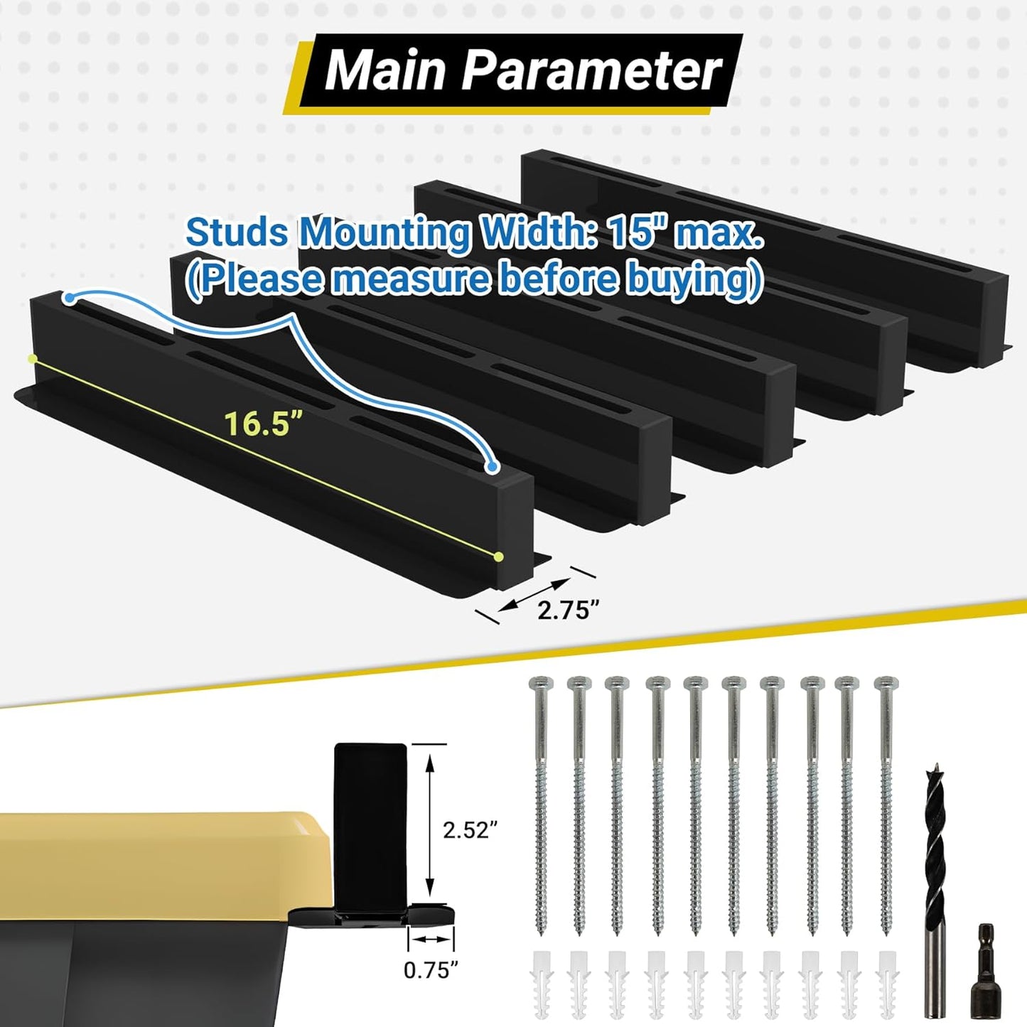 Overhead Garage Storage Rack 4-Bin, Heavy Duty Ceiling Racks w/ 400 LBS Load Capacity for Utility Bin, Powder Coated Tote Rack for Garages, Sheds, Storerooms,(5 PCS, for 4 Bins)