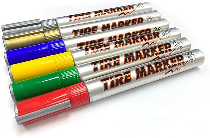 MC MOTOPARTS Permanent White Red Blue Green Yellow Tire Pen Marker Lettering Paint Tool Automotive Motorcycle Care Kit