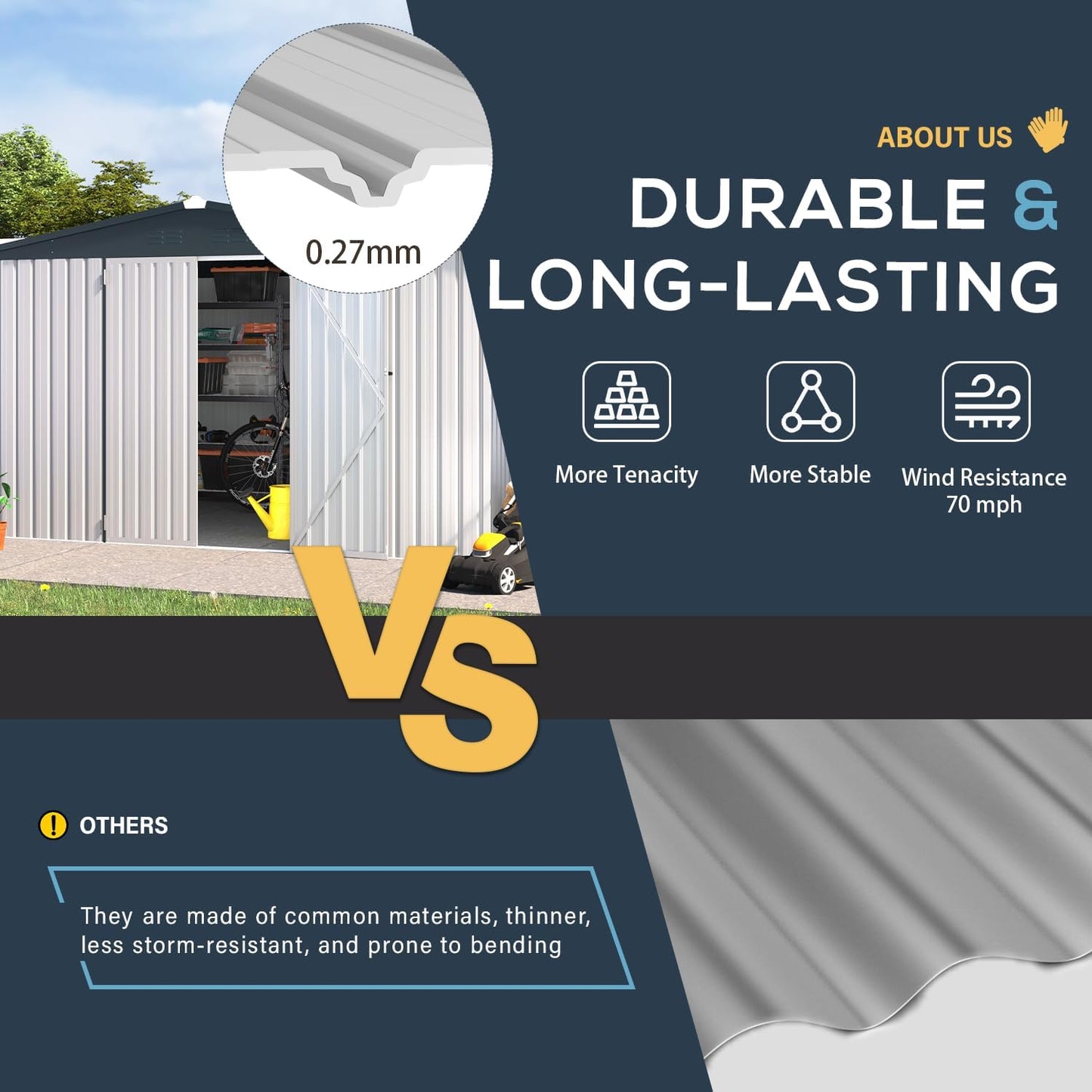 U-MAX Shed 12x10 Metal Outdoor Storage - White