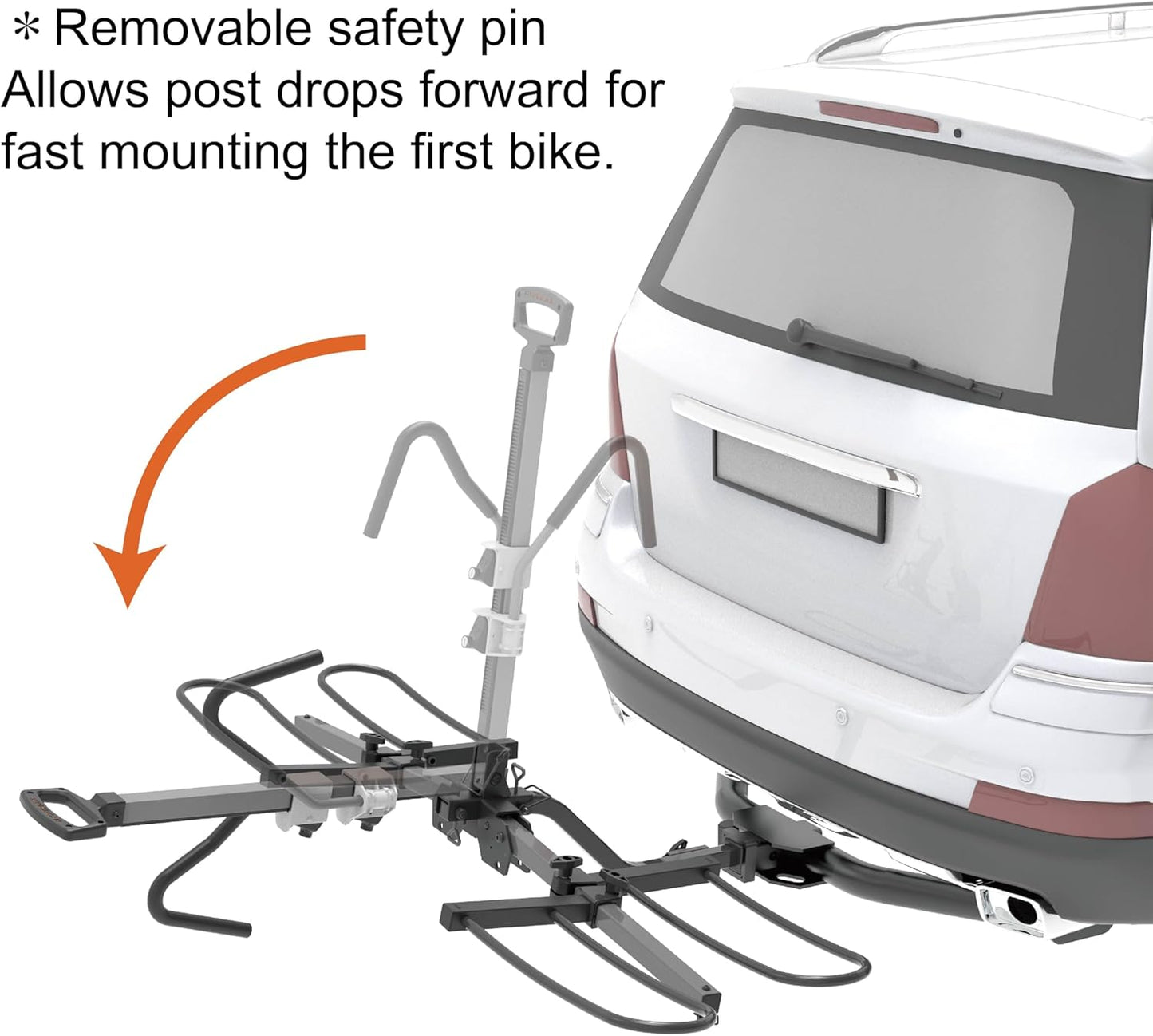 HYPERAX Volt 2_1.25" -E Bike Hitch Mounted Platform Style 2 Bikes Carrier for Car, SUV, Trucks, Sedan, Tilting e-Bike Rack for Hitch Fits Up to 2 X 70 lbs Bike with Up to 5" TIRE - NO RV USE!