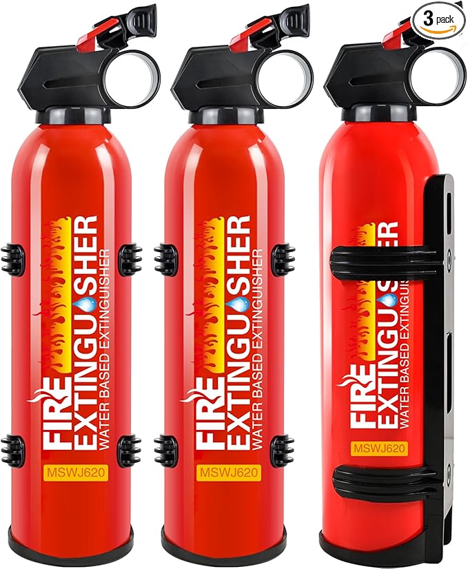 Fire Extinguisher for Home, 3Pack Car Fire Extinguisher with Mount, 4 in 1 Portable Kitchen Fire Extinguisher for A, B, C, K Category, 620ml Water-Based Fire Extinguisher for Truck Boat Home Office