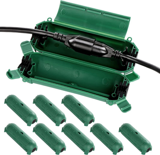 Flemoon [9 Pack] Outdoor Extension Cord Safety Cover, IP44 Waterproof Connection Protector, Weatherproof Electrical Box for Outdoor Plug, Outlet, Holiday Light, Christmas Decorations, Green