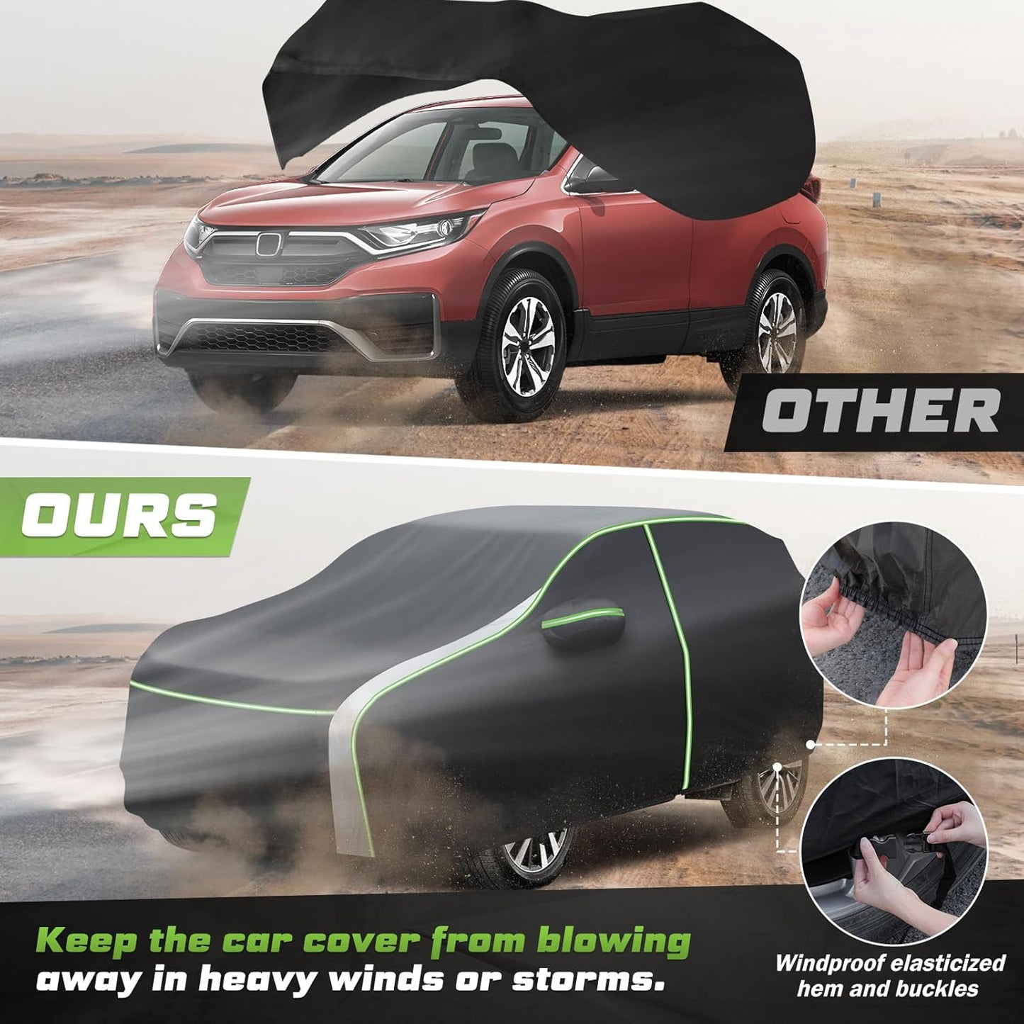 Mixsuper Liner Car Cover for Honda CR-V 1997-2026, 7 Layers Full Car Cover All Weather Car Covers for CRV, Waterproof Outdoor Cover with Zipper Door Reflective Strips