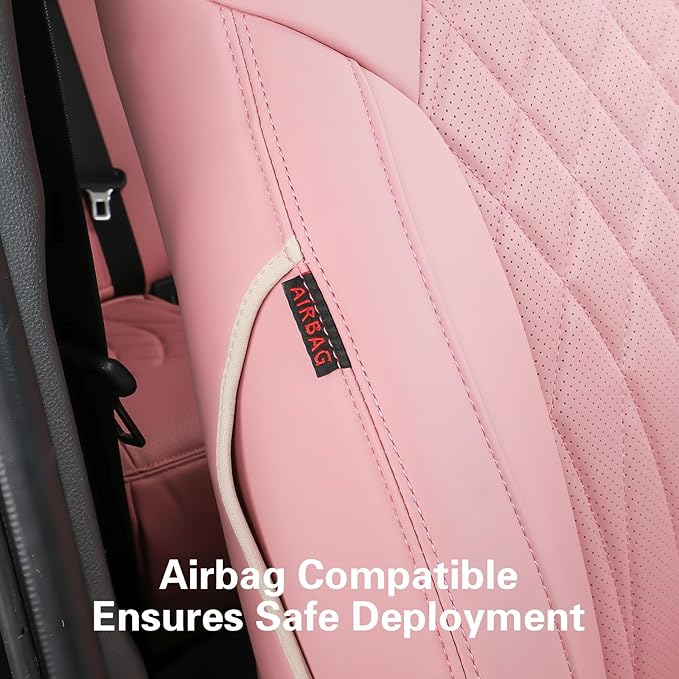 EKR Rav4 Seat Covers Custom Fit for Toyota Rav4 2021-2024 Prime SE,XSE & 2019-2025 Hybrid/PHEV SE,XSE, Leather Pink Seat Cover Full Set for Women,Faux Leather(Pink)