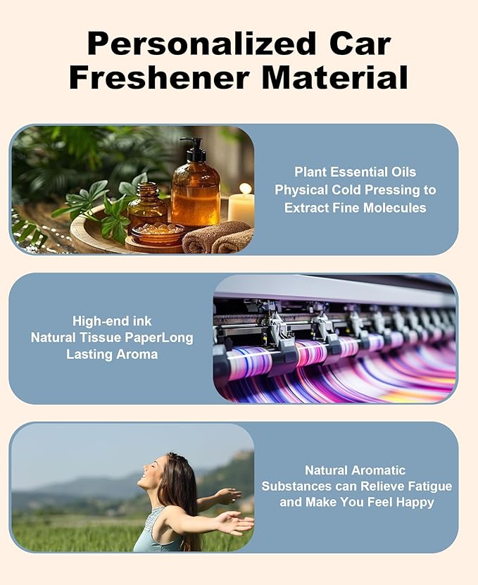 Personalized Double-Sided Custom Car Air Freshener - 100% Natural Material - Various Fragrance Types - Long-lasting Scent - Ideal for Car, Home, and Gifting
