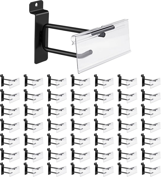 Polmart Heavy Duty Black Slatwall Panel Double-Bar Hooks - 50 Pack (4-inch)