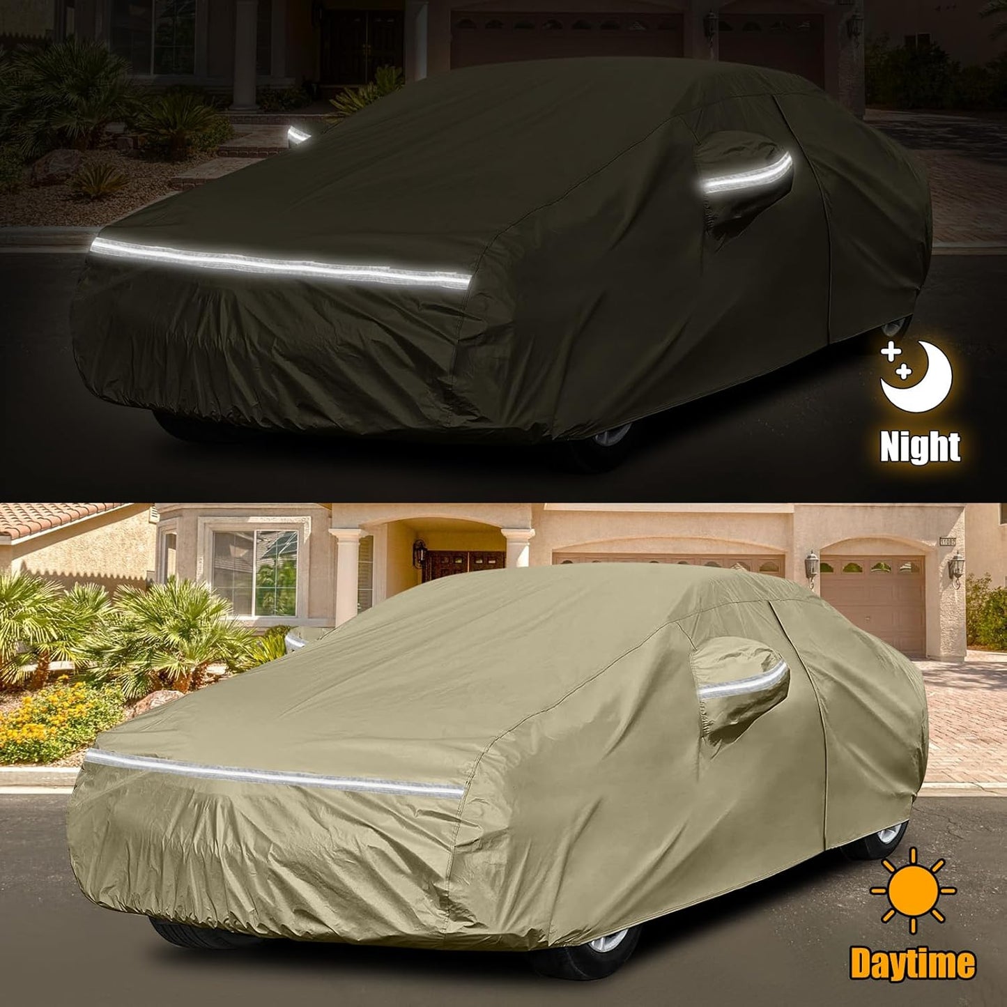 Waterproof Car Covers Replace for 2007-2025 Honda Accord, Multilayer Heavy Duty with Cotton Liner All Weather Custom-fit Car Cover with Zipper Door, Windproof Bands for Snow Rain Dust Protection