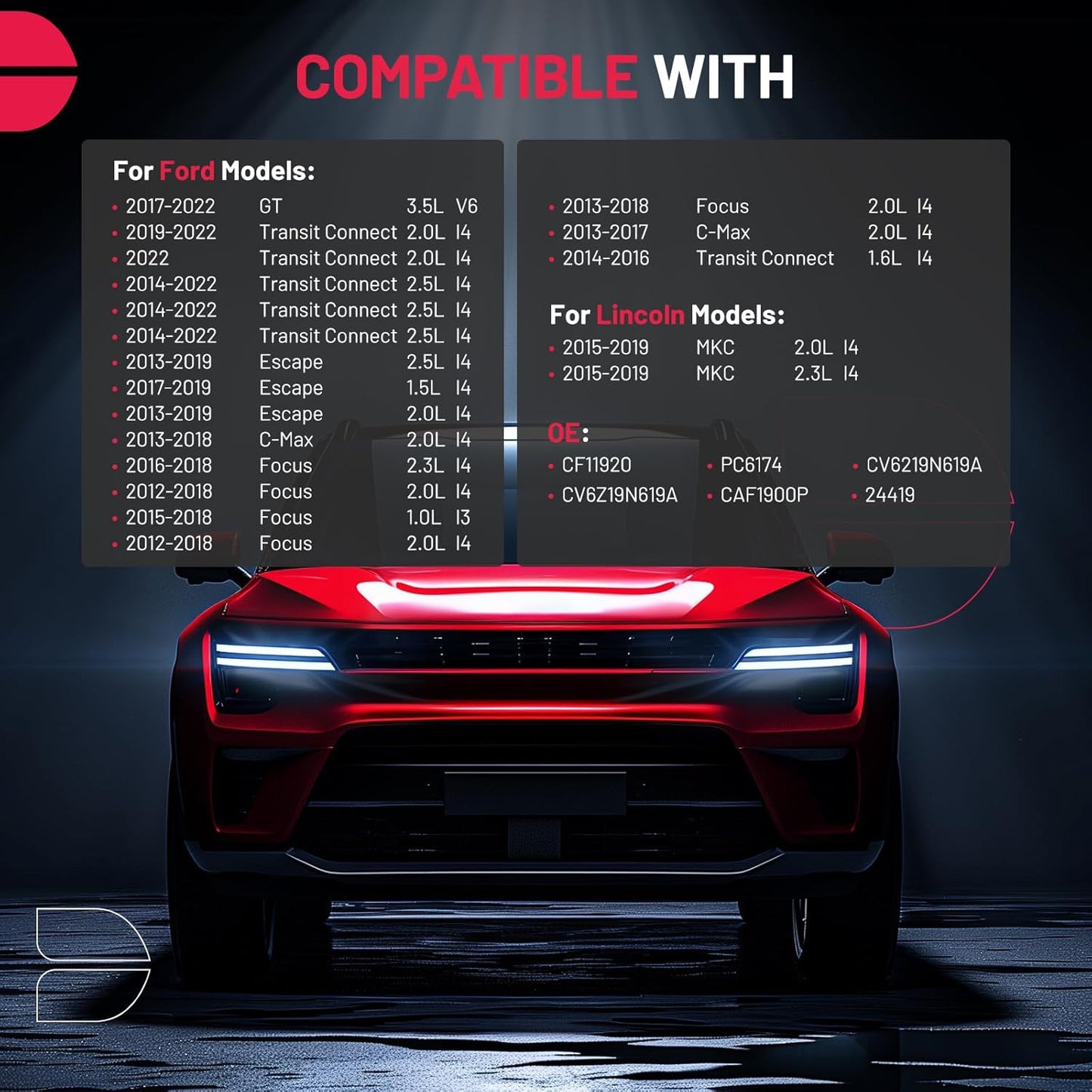 BDFHYK Cabin Air Filter with Activated Carbon Compatible with Ford GT 2017-2022, Transit Connect 2014-2022, Escape 2013-2019, C-Max 2013-2018, Focus 2012-2018, Compatible with Lincoln MKC 2015-2019