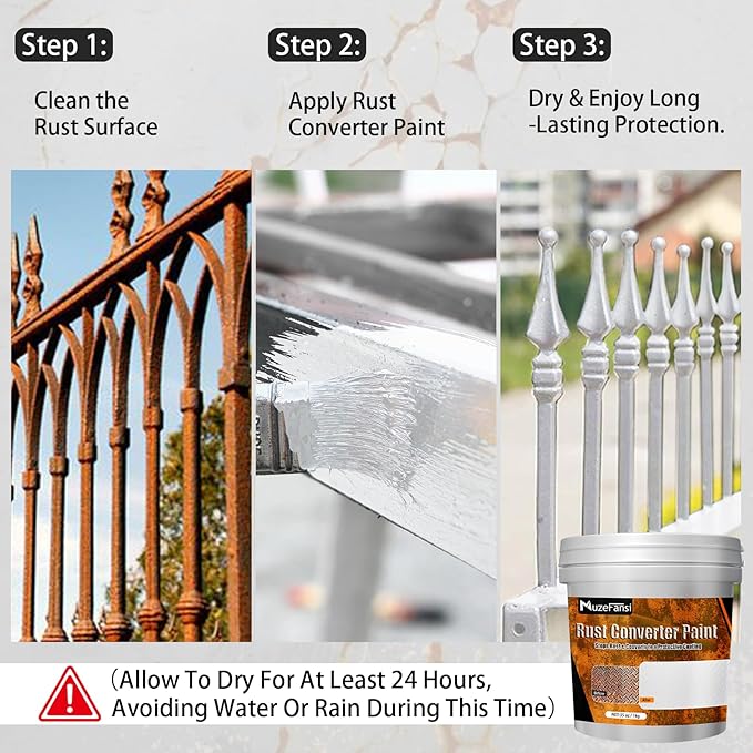 Rust Converter Paint White 35oz – Rust Proof Paint, Rust Inhibitor, Anti Rust Coating, Rust Converter & Metal Primer, Car Rust Treatment, Rust Remover for Boats, Cars & DIY