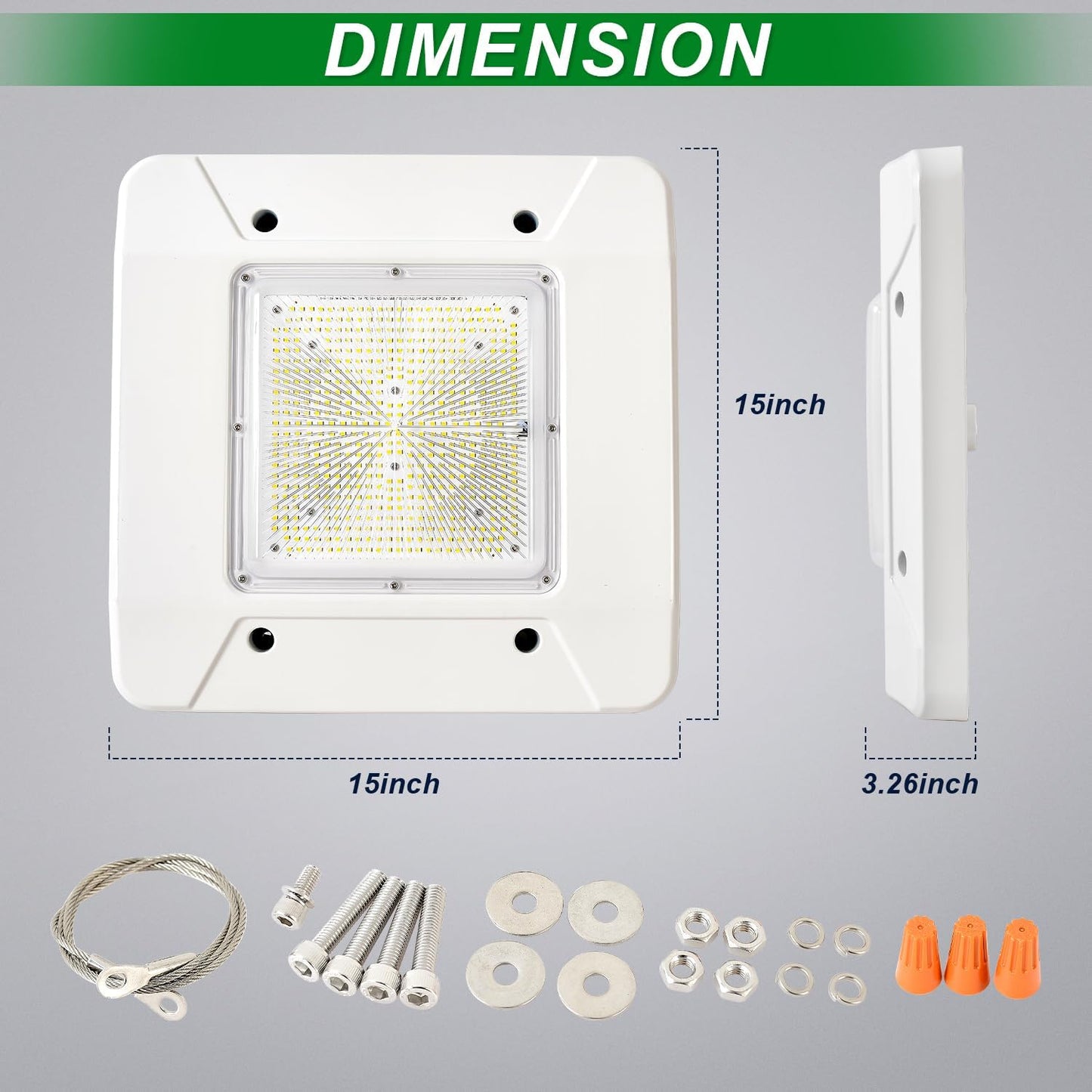 OSTEK LED Gas Station Canopy Light, 150W Carport Ceiling Light 5700K, Outdoor Rated (600W HID/HPS Equivalent), 90-277V IP65 DLC & UL Listed (150W-1 Pack)