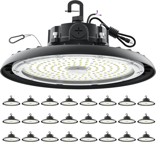 High Bay Lights LED UFO Light 240W LED Shop Lights 6000K IP65 Commercial Bay Lighting Fixture 43200 LM Super Bright, 5ft Cable Plug & Play for Warehouse Factory Garage Workshop Barn 24 Pack