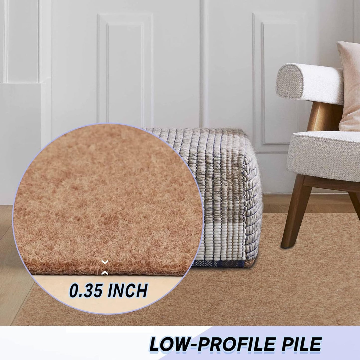 Custom Size Backed Non-Slip Area Rugs Runner, Easy Clean, Waterproof Runner Rugs for Hallway Entryway, Kitchen, Laundry, 2FT x 58FT, Beige