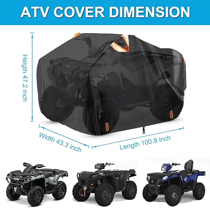 ATV Cover Waterproof Outdoor Heavy Duty, 300D Oxford 4 Wheeler Cover for Can-Am Outlander 450 570 650 850 1000R Polaris Sportsman 550 570, Quad Cover with Lock Buckles All Weather Protection