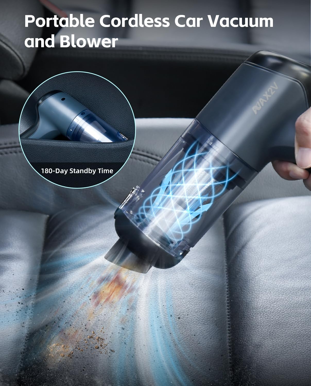 Car Vacuum Cleaner,80W/16Kpa/20Mins,Lightweight Mini High Power Pet Portable Handheld Cordless Vacuum Pro, Rechargeable Small Extractor Vacuum Detailing with Cleaning Gel for Car, Home and Office
