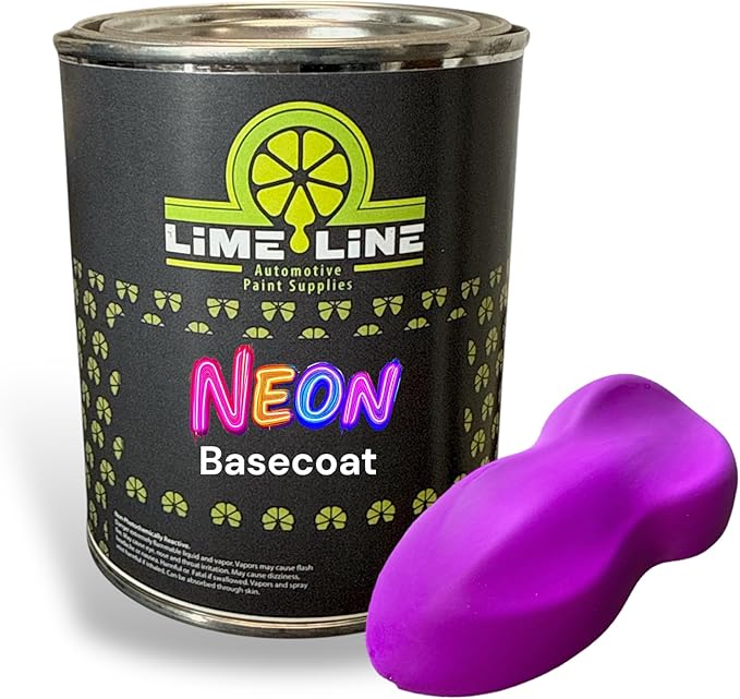 LiME LiNE Automotive Neon Basecoat Paint - Custom Paint for Cars, Trucks and Motorcycles Mix 1:1 with Urethane Reducer (Neon Purple, 1 Quart)