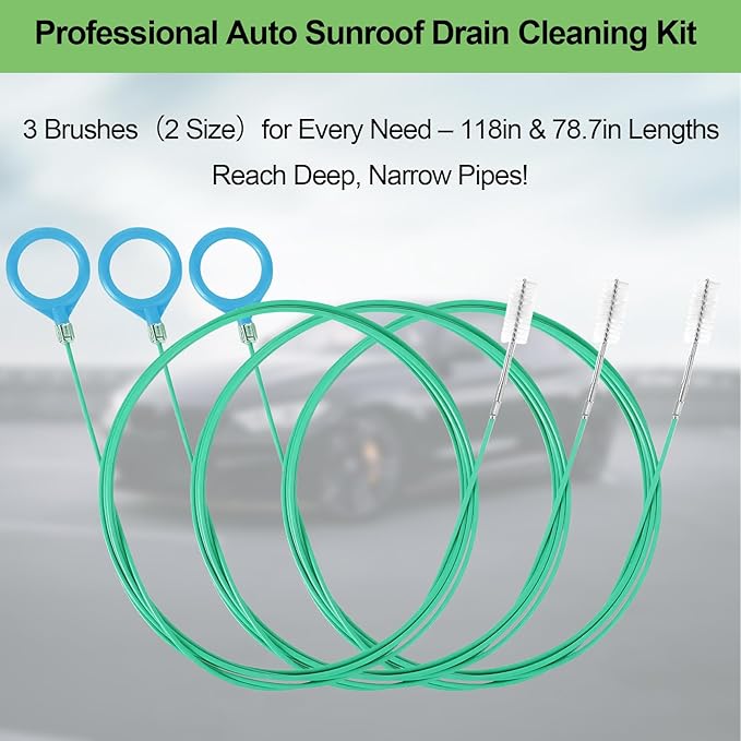 Auto Sunroof Drain Cleaning Tool Long Flexible Drain Brush for Clogged Pipes Tube Cleaning Brush for Car Sunroof, Car Wiper, Fuel Tank Drain Hole, Door Drain Hole, Sunroof Drain Pipe(3 Pack)