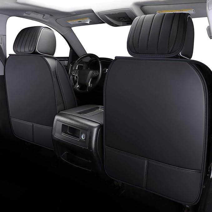 Aierxuan Chevy Silverado GMC Sierra Car Seat Covers Full Set, Custom Fit 2007-2025 1500 2500 HD 3500 HD Crew, Double, Extended Cab or Pickup Truck, with Waterproof Faux Leather (Black)