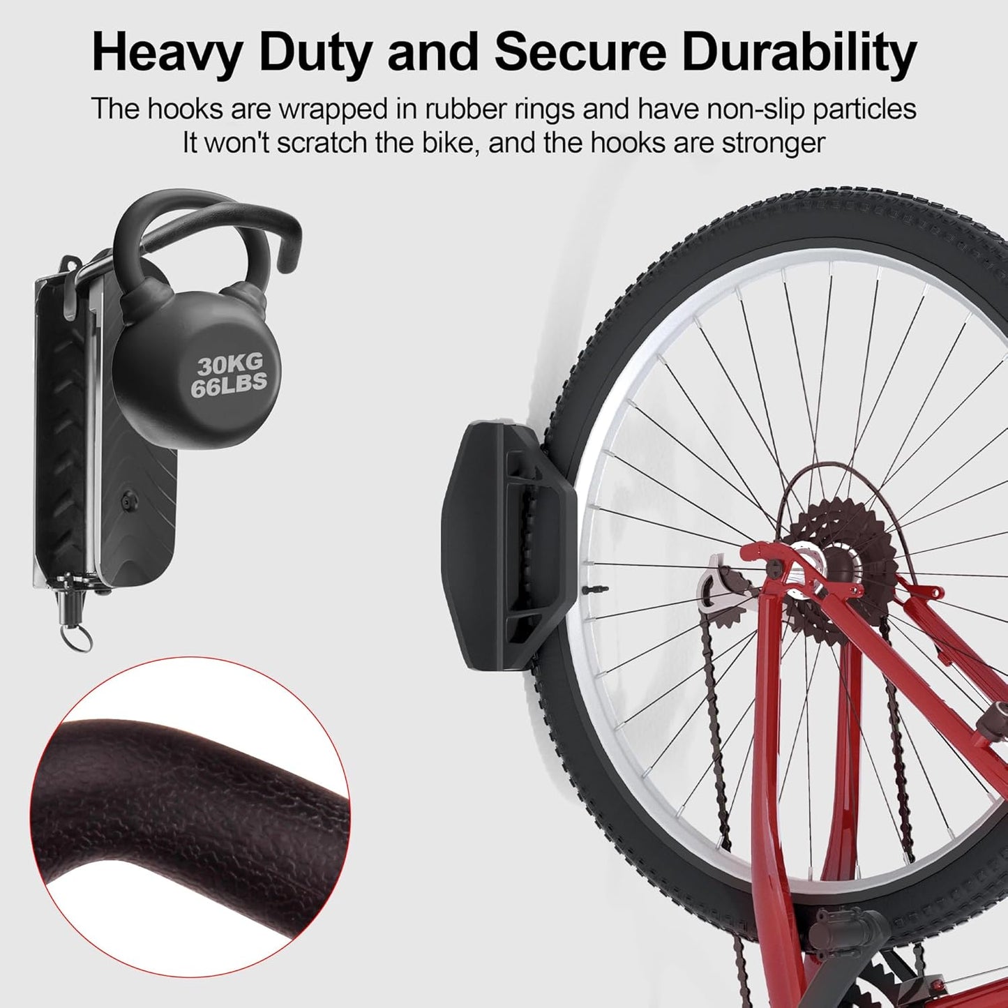 Swivel Bike Wall Mount, Vertical Bike Rack for Garage, Space-Saving Bike Storage and Hanger with Gear Position Lock, Supports Up to 66 lbs, Black