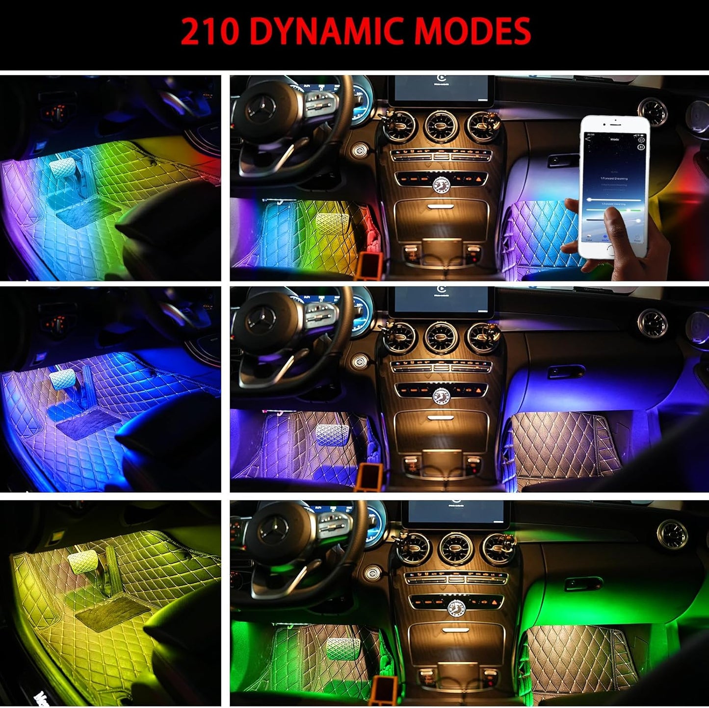 Upgrade Smart USB Dream Color Interior Car LED Strip Light with App Control, RGB Multi Color USB 5V Neon Atmosphere Ambient Night Strip Light Decorative Lamp for Cars with Music and DIY Mode(D72LEDs)