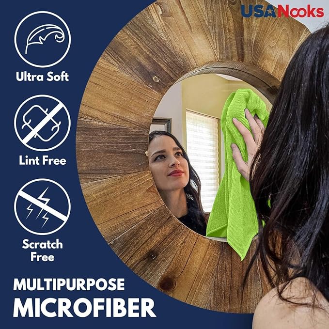 USANOOKS Microfiber Cleaning Cloth - 24Pcs (12.5x12.5 inch) High Performance - 1200 Washes, Ultra Absorbent Towels for Cars Weave Grime & Liquid for Streak-Free Mirror Shine