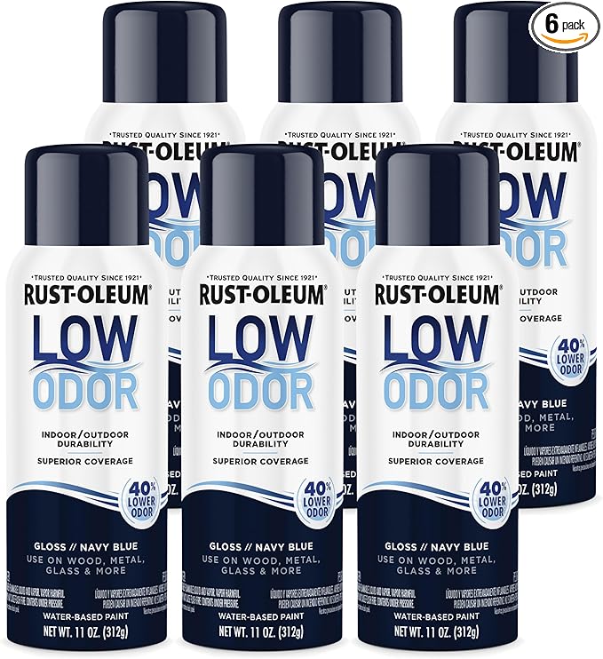Rust-Oleum Low Odor Premium Spray Paint, 11 oz, Gloss Navy Blue, 6 Pack