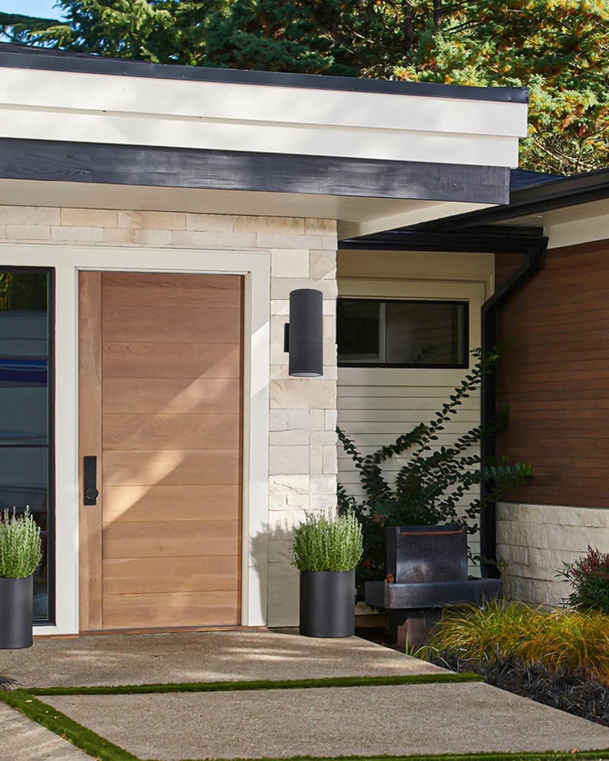 Ken & Ricky 14Inch Exterior Lighting Fixtures,Outdoor Cylinder Wall Lights,Black Outdoor Sconces Set of 2, Outside Light Fixtures for House,Front Door,Entrance, Garage,Porch-2pk