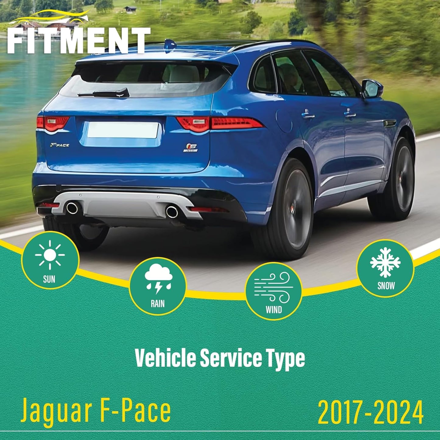 26" 19" 12" Windshield Wiper Blades Replacement for Jaguar F-Pace Fpace 2017 2018 2019 2020 2021 2022 2023 2024 Premium All Weather Front Rear Wipers Set - OEM Quality (Pack of 3)