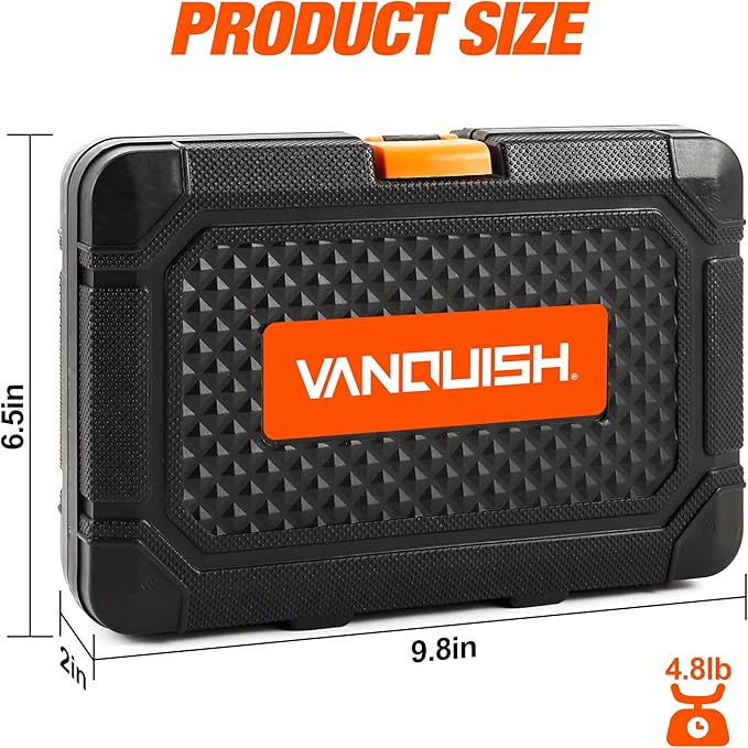 VANQUISH 37-Piece Hex Bit Socket Set，3/8, 1/4, 1/2 Inch Drive Sae and Metric Allen Socket Set，Premium Heat Treated Chrome Vanadium Steel & S2 Alloy Steel 8997