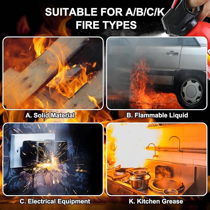 Fire Extinguisher for Home - 6pack Car Fire Extinguisher with Wall Mount, Small A B C K Fire Extinguisher, Water-Based Fire Extinguishers for Car/House/Kitchen/Truck/Marine/Boat/Vehicle/utv/rv