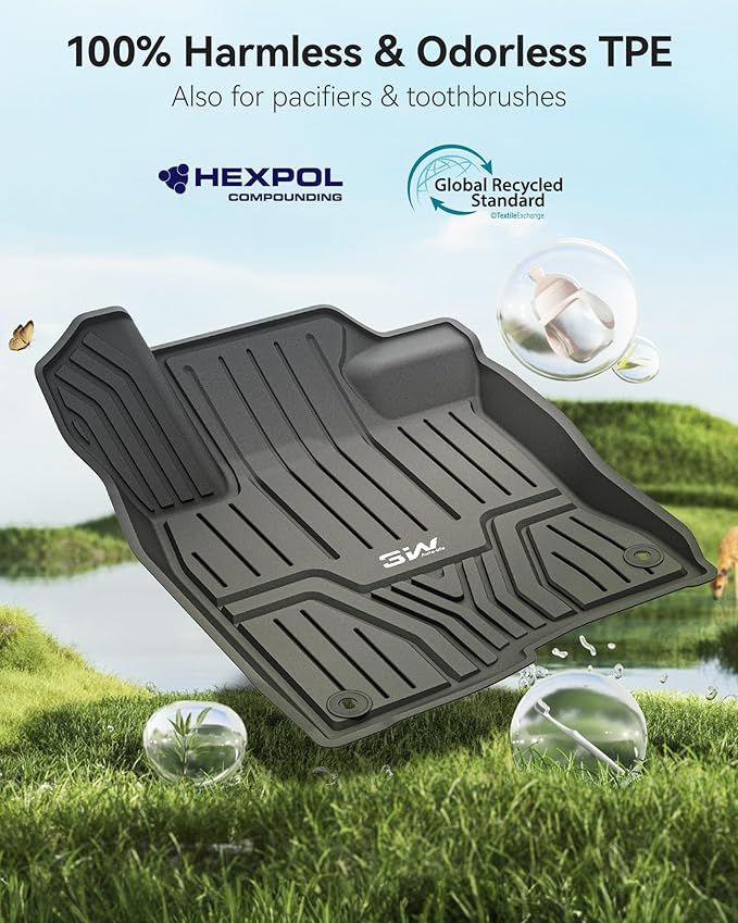 3W Floor Mats & Cargo Liner Fit for 2026 2025-2022 Honda Civic Sedan (Not Fit Hybrid/Manual/Hatchback), TPE Custom Fit Floor Liner and Trunk Full Set Car Mats
