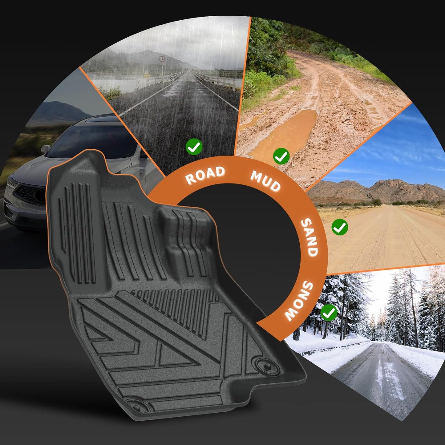 Floor Mats & Cargo Liner Set Custom Fit for Cadillac XT5 2025 2017-2024 All Weather Protection for Car Mats Anti-Slip TPE Floor Liners Cadillac XT5 Accessories Waterproof Trunk Mat, Black