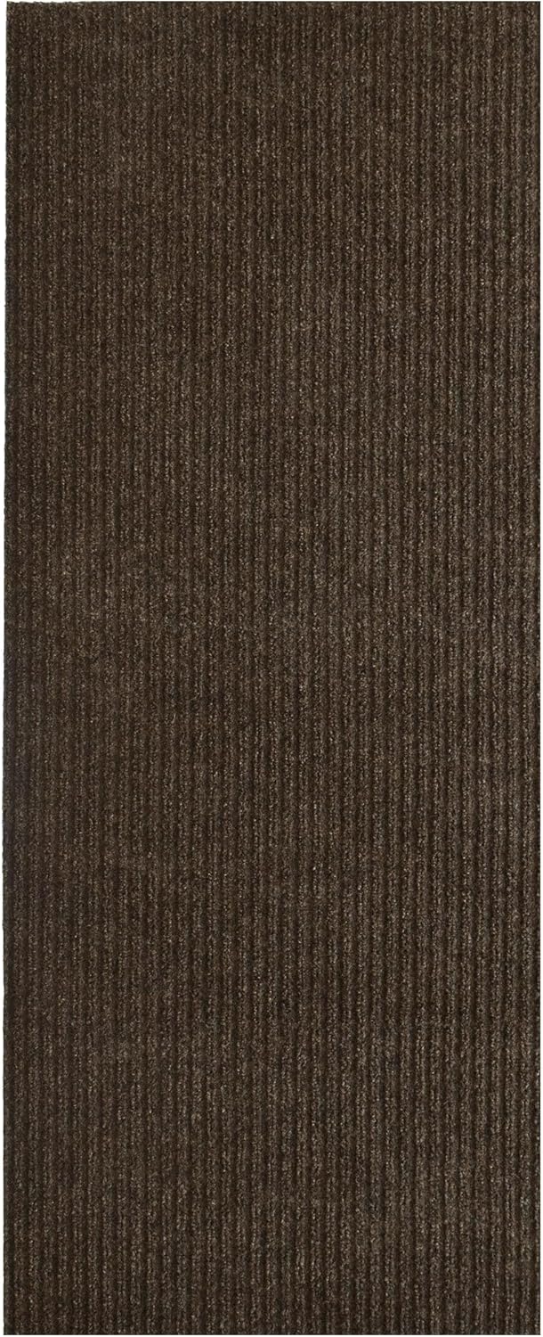 iCustomRug Spartan Weather Warrior Indoor/Outdoor Utility Ribbed Carpet Runner with Non-Slip Thermoplastic Rubber Backing, 3ft X 36ft in Brown
