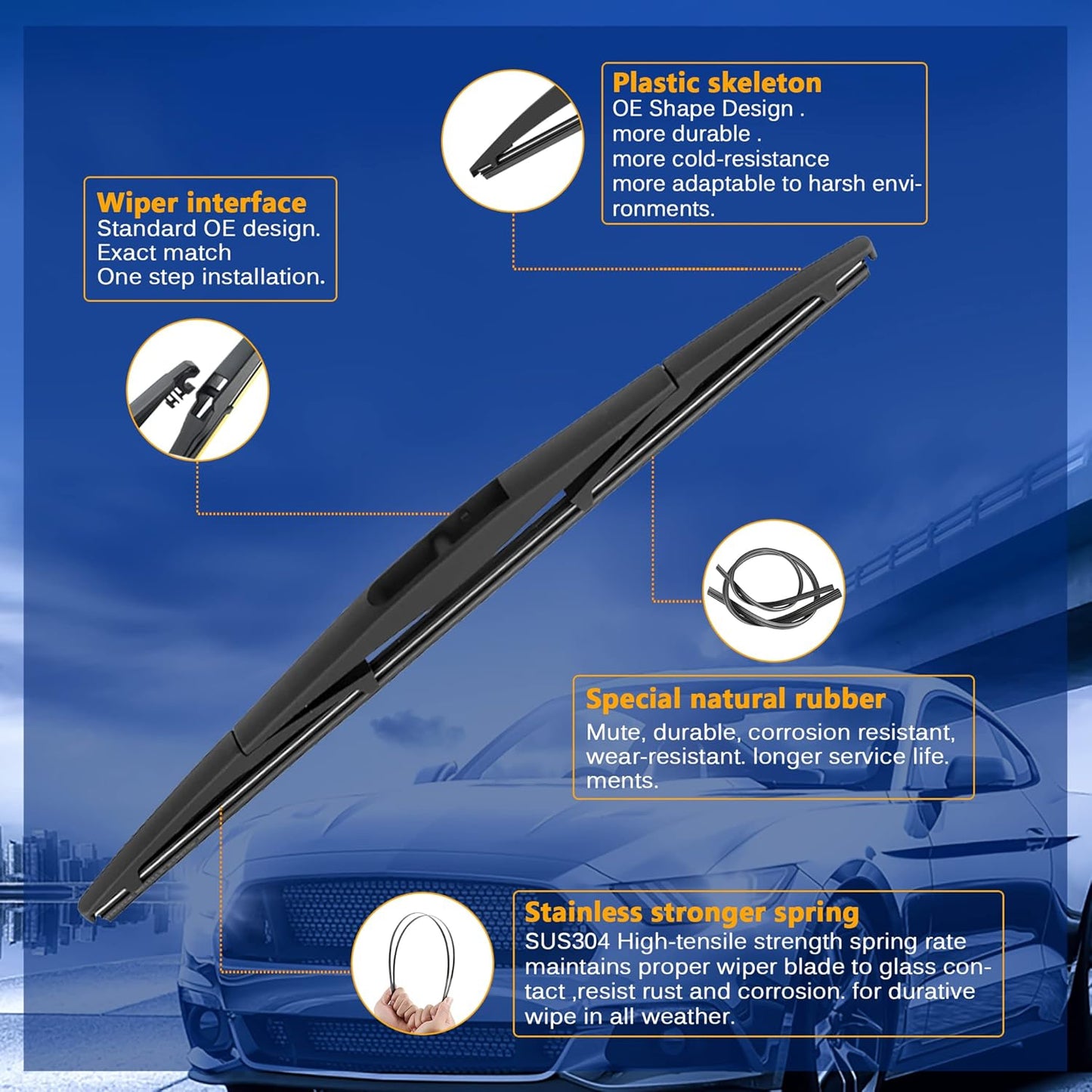 Windshield Wiper Blades Replacement for Acura MDX 2007 2008 2009 2010 2011 2012 2013 Original Factory Quality Front Rear Wipers Blade Set for Car - 26" 21" 12" (Piece of 3)
