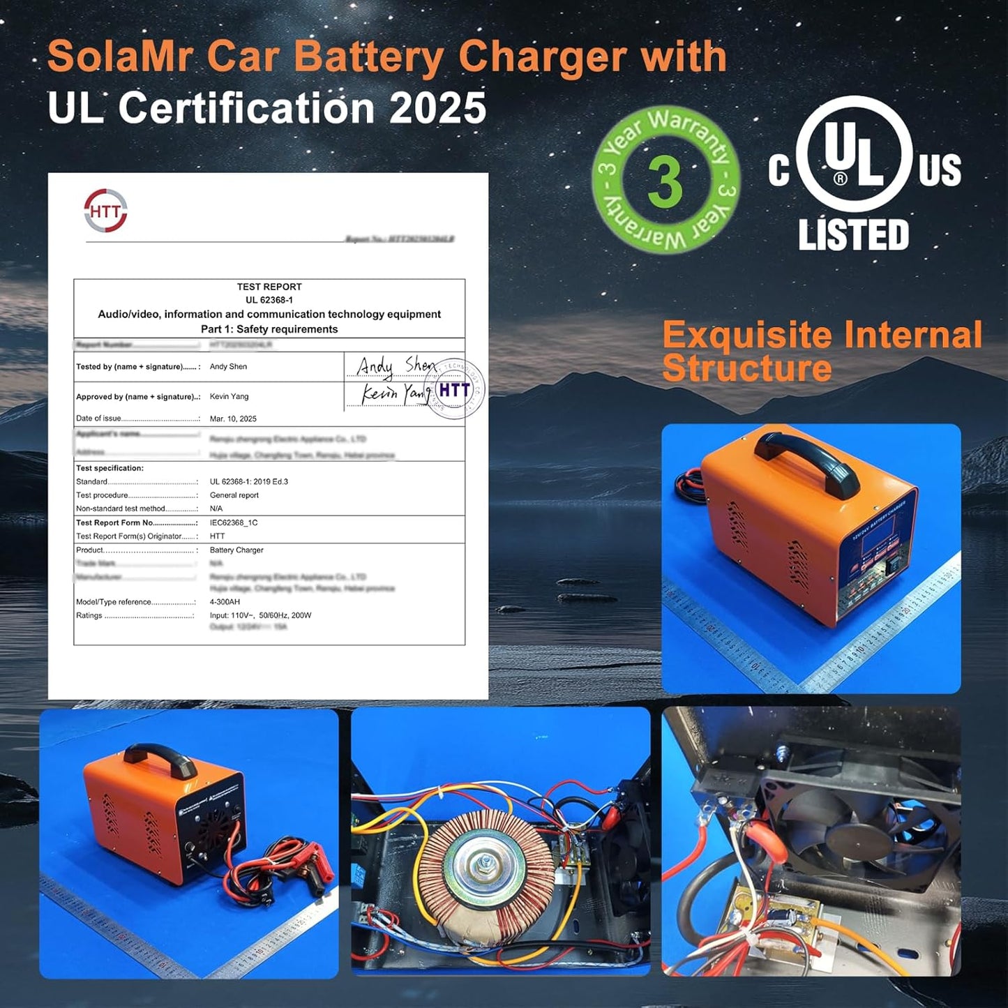 SolaMr 12V 24V Heavy Duty Car Battery Charger, 0-20A Trickle Charger for Car Truck Motorcycle Lawn Mower Battery AGM, Metal Case Smart Battery Maintainer with Automatic Shutoffs, Repair, Winter Mode