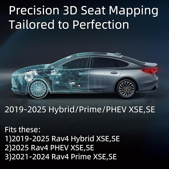 EKR Rav4 Seat Covers Custom Fit for Toyota Rav4 2021-2024 Prime SE,XSE & 2019-2025 Hybrid/PHEV SE,XSE, Leather Truck Seat Cover Full Set for SUV,Faux Leather(Black/Gray)