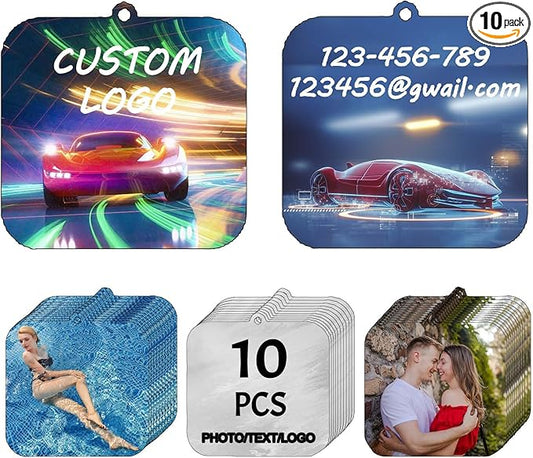 10/20/30Pcs Custom Logo Air Freshener for Car Bulk,Wholesale Personalized Double-Sided Car Air Fresheners with Photo Text Logo (10pcs-square)