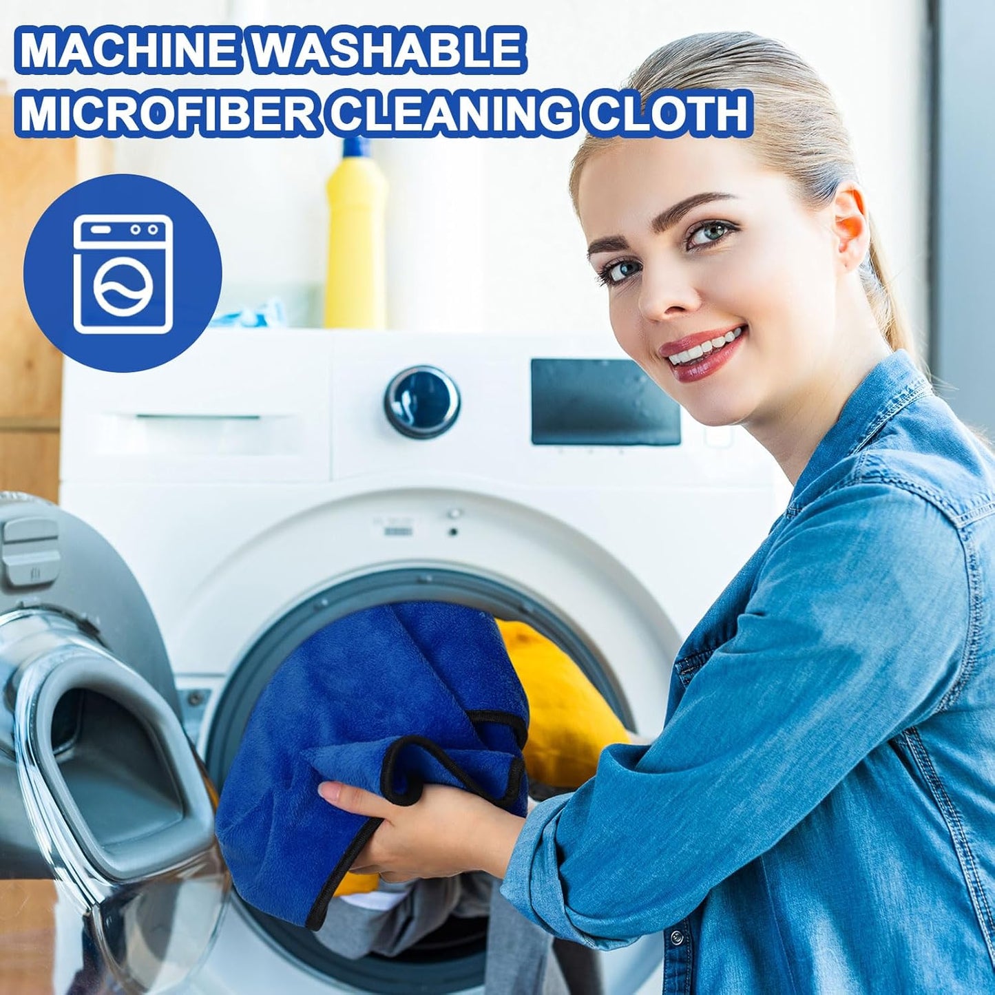 Tallew 40 Pcs Microfiber Towels 16 Inch x 16 Inch Microfiber Cloth Car Drying Towels for Cars Washing Polishing Office Windows Cleaning Household Supplies (Blue)