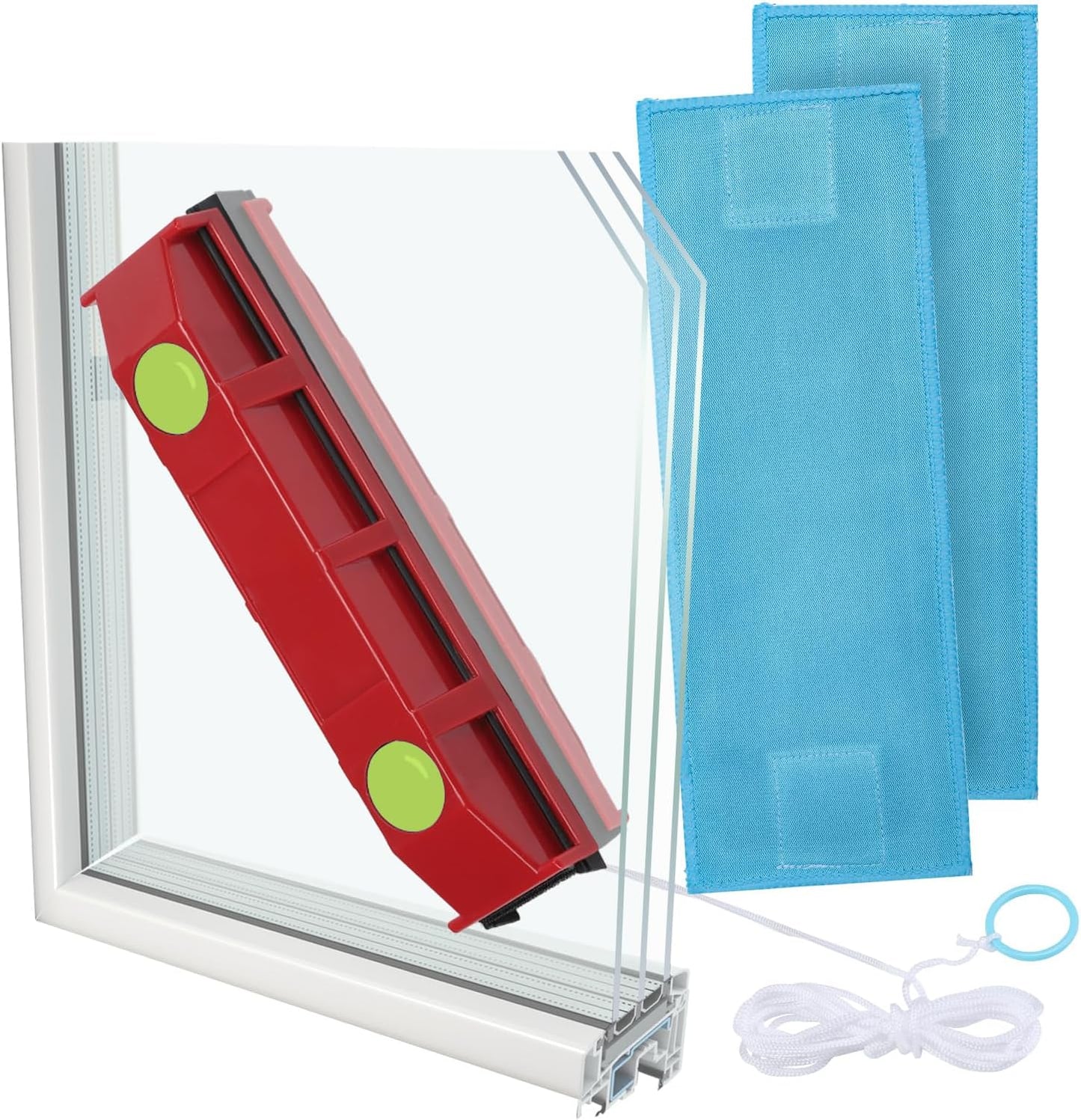 Magnetic Window Cleaner, 0.8"-1.1" Double Sided Window Glass Wiper Cleaning Tool for High-Rise Cleaning Windows Thickness, Magnetic Car Window Cleaner, Outdoor Window Cleaner