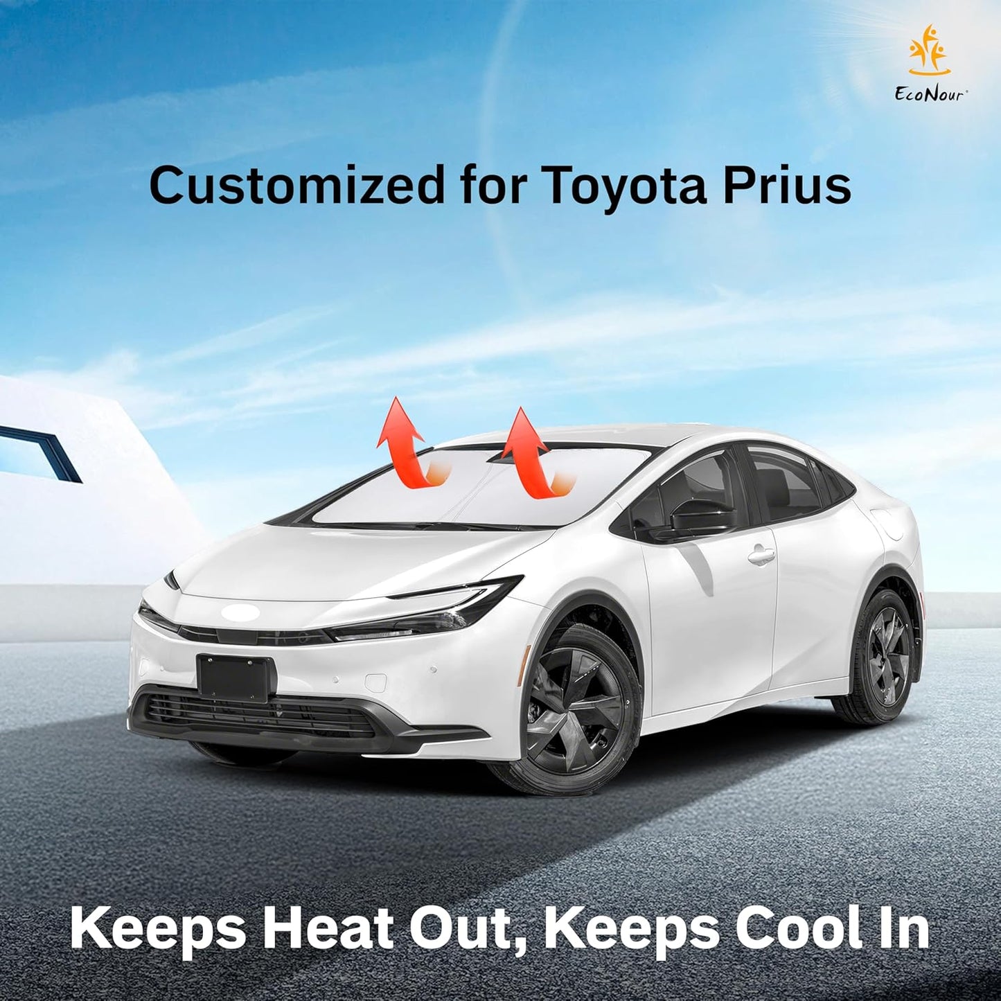 for Toyota Prius 2023-2025 Windshield Sunshade Compatible -EcoNour 240T Polyester Material Cars Sun Visor Reflector Blocks UV Rays - Foldable Sunshade Interior Protection Toyota Prius Accessories