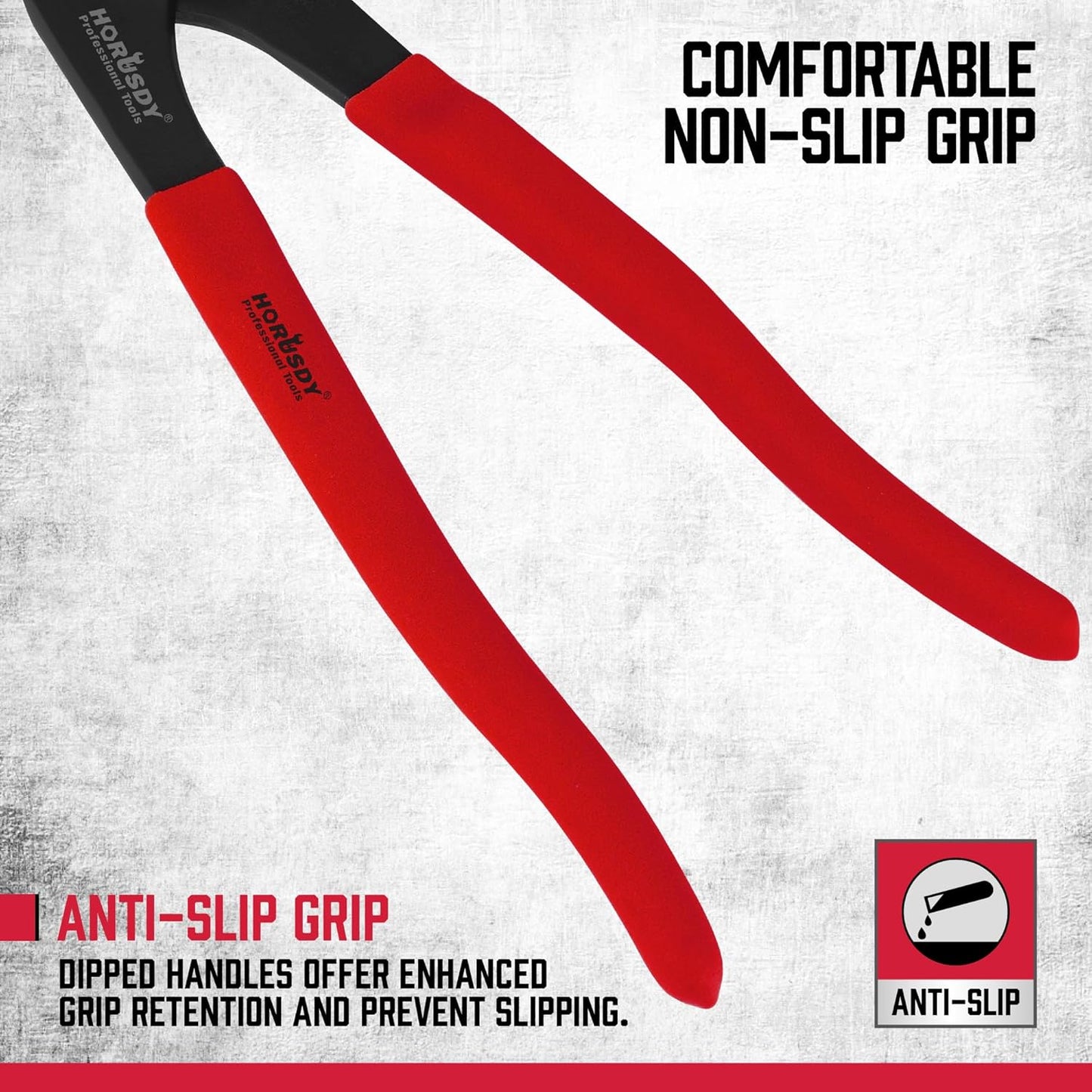 HORUSDY 12" Adjustable Oil Filter Pliers, Adjustable Oil Filter Wrench Removal Tool (Red)